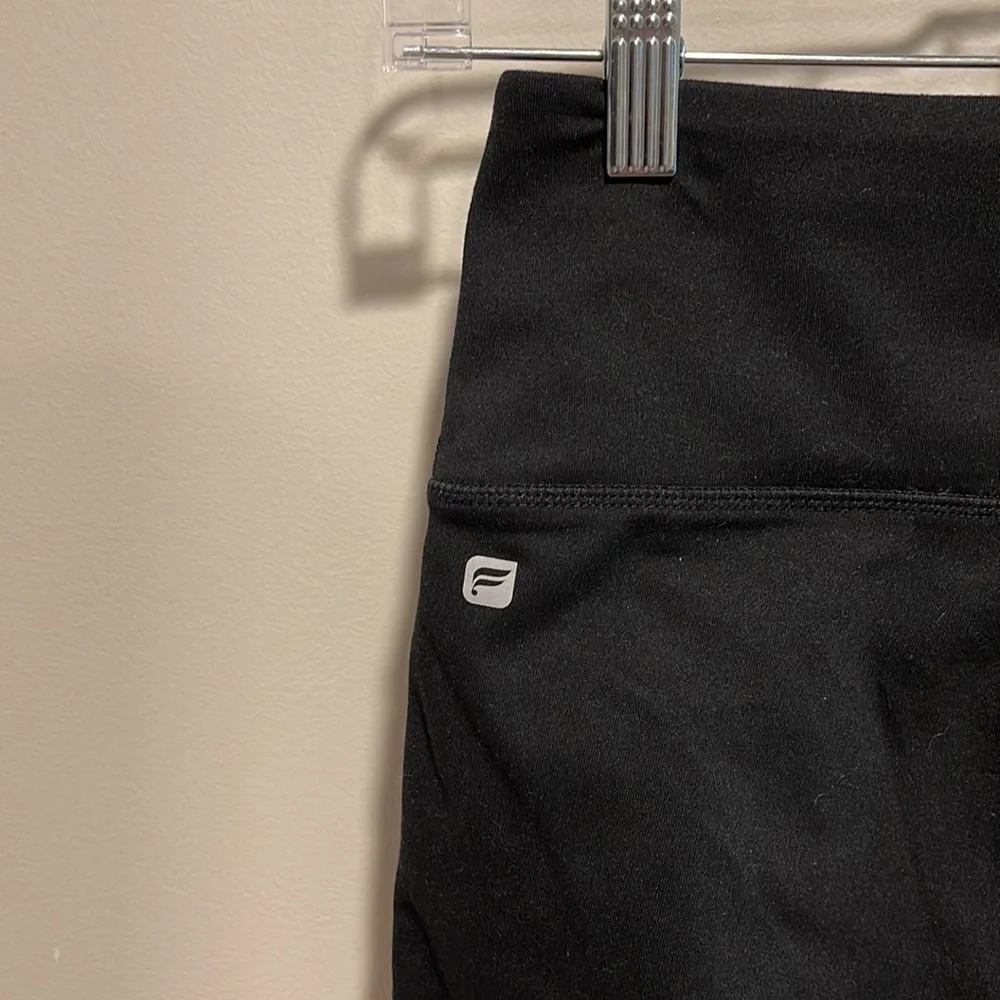 Fabletics Black High Waisted Leggings XS Sheer Side Stripes Pilates Yoga Run